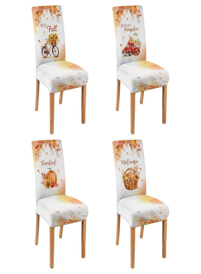 PyreneanHaven Fall Chair Covers Set of 4, Fall Decorations Stretch Removable Washable Dining Room Thanksgiving Chair Protector Slipcovers Autumn Decor Holiday Party Kitchen Home Decorations (Fall 1, 4 PCS) - Image 1